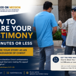 Greg sharing the Gospel and speaking with a man outdoors while discussing how to share your testimony as an ambassador of Christ.