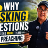“Why Asking Questions Matters More Than Just Preaching.” The thumbnail highlights the importance of asking questions in evangelism and sharing faith through conversation rather than one-sided preaching.