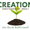 The Story of Creation: God's Good News (Genesis 1–2) featuring a sprout symbolizing God's creation of the world and humanity.