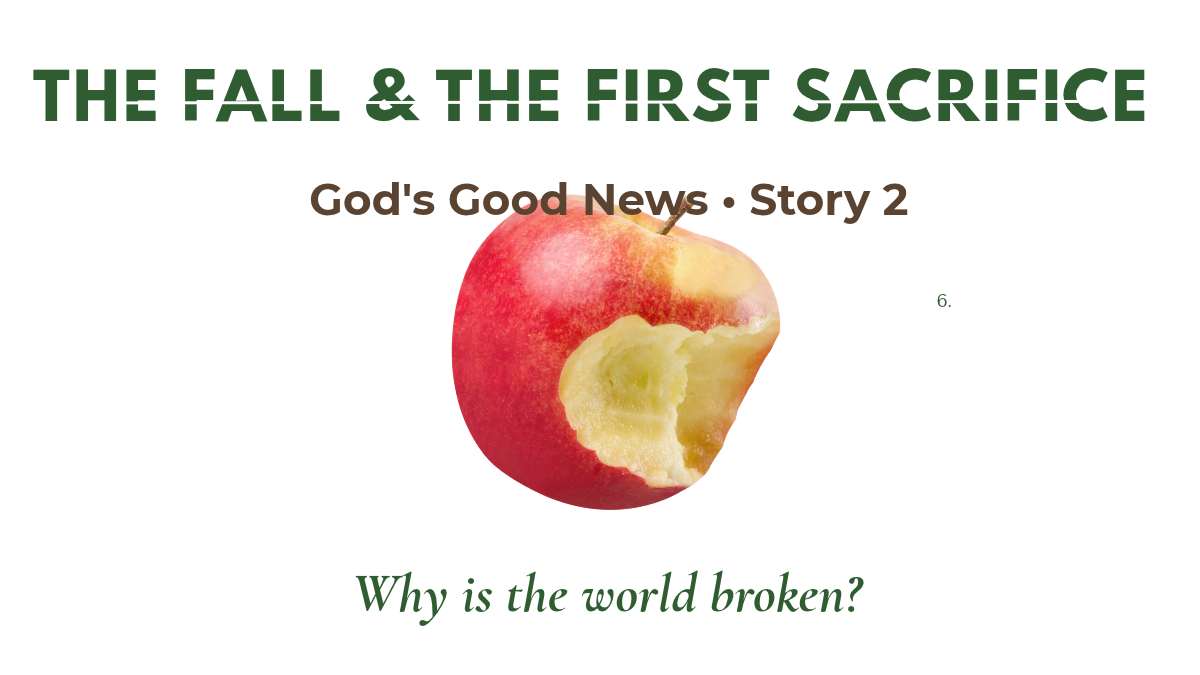 **The Fall – God's Good News, Lesson 2** Discover how sin entered God's good creation through Adam and Eve's disobedience, why Cain and Abel brought different offerings to God, and how the first murder occurred. These Bible stories introduce important truths about sin, sacrifice, faith, and God's provision for restoring humanity's broken relationship with Him. **Scripture:** Genesis 3:1–24; Genesis 4:1–16.